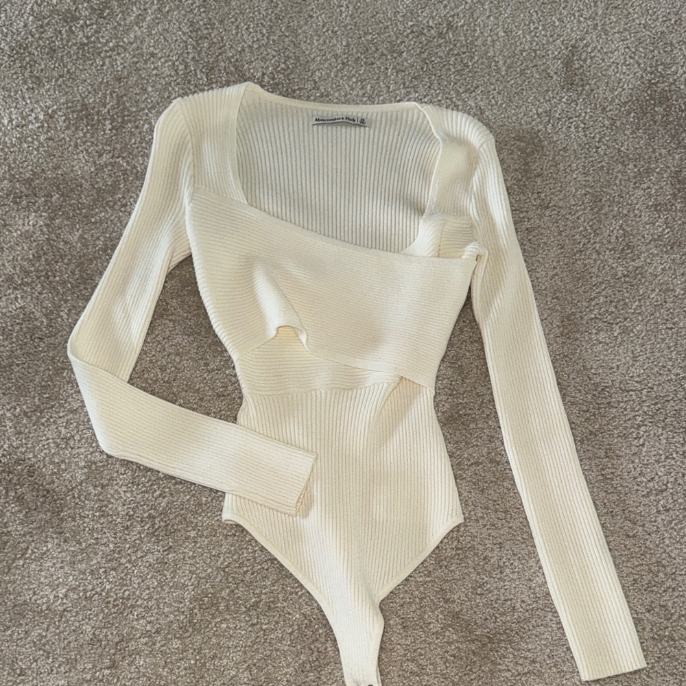 Abercrombie & Fitch Cream Ribbed Bodysuit